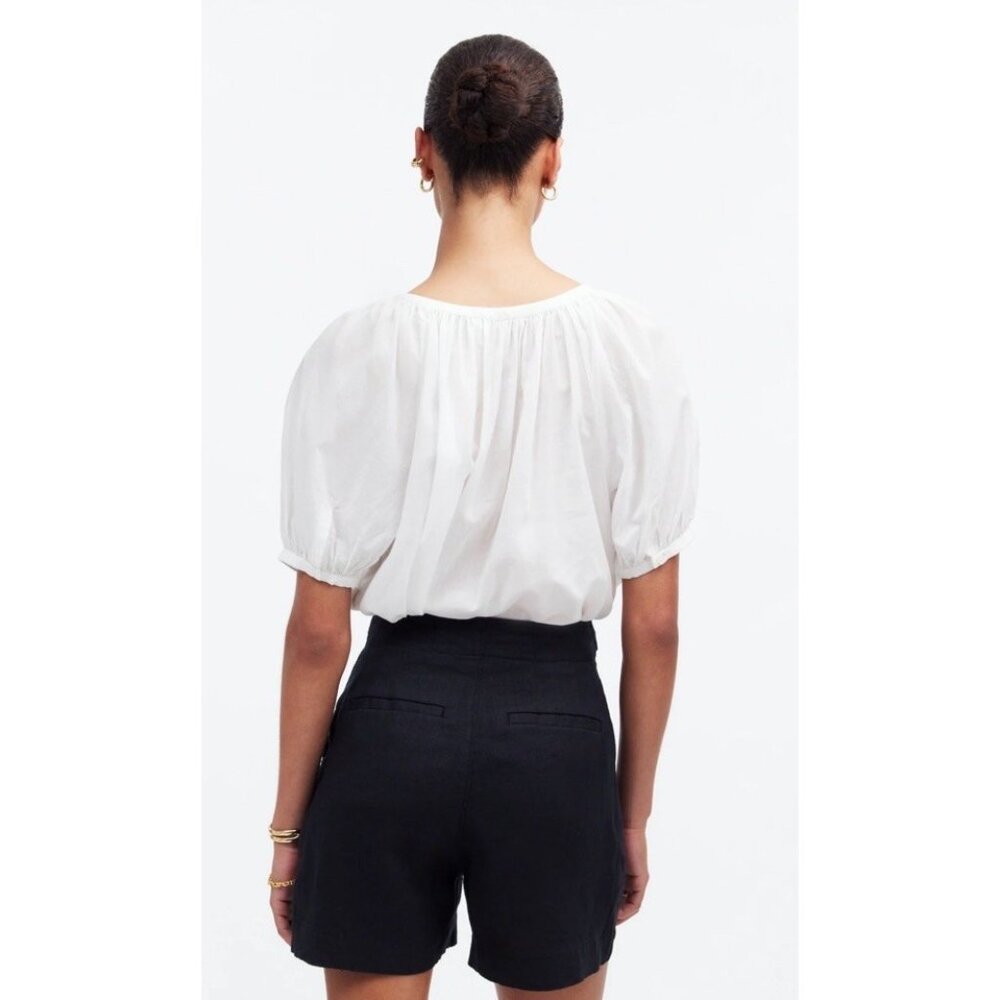 Madewell Women’s 100% Linen Shorts Black High Rise Clean Button Pockets 10 1D - Picture 2 of 14